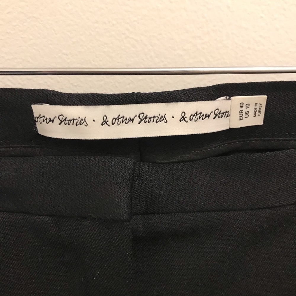 & Other Stories Skinny Black Pants 10 ankle zippers slim cotton - Picture 7 of 9